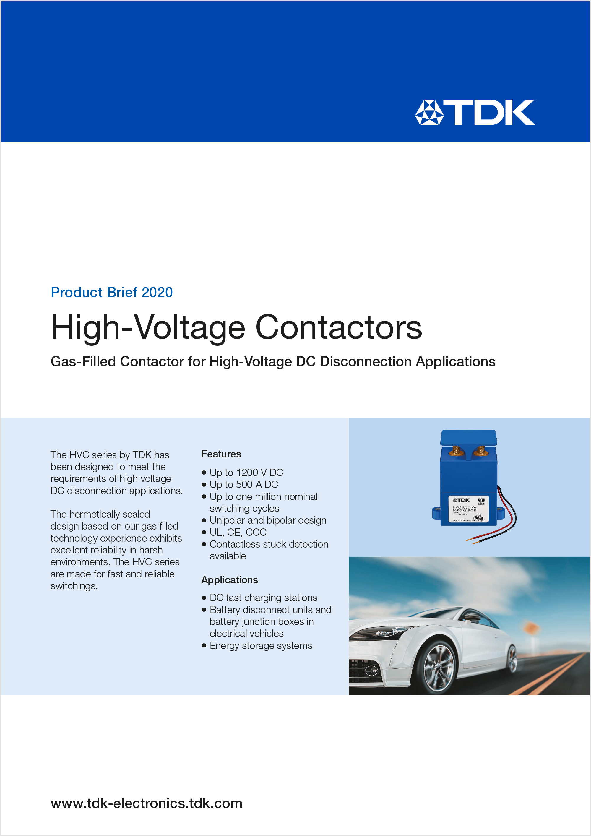 Product brief High voltage contactors TDK Electronics TDK Europe