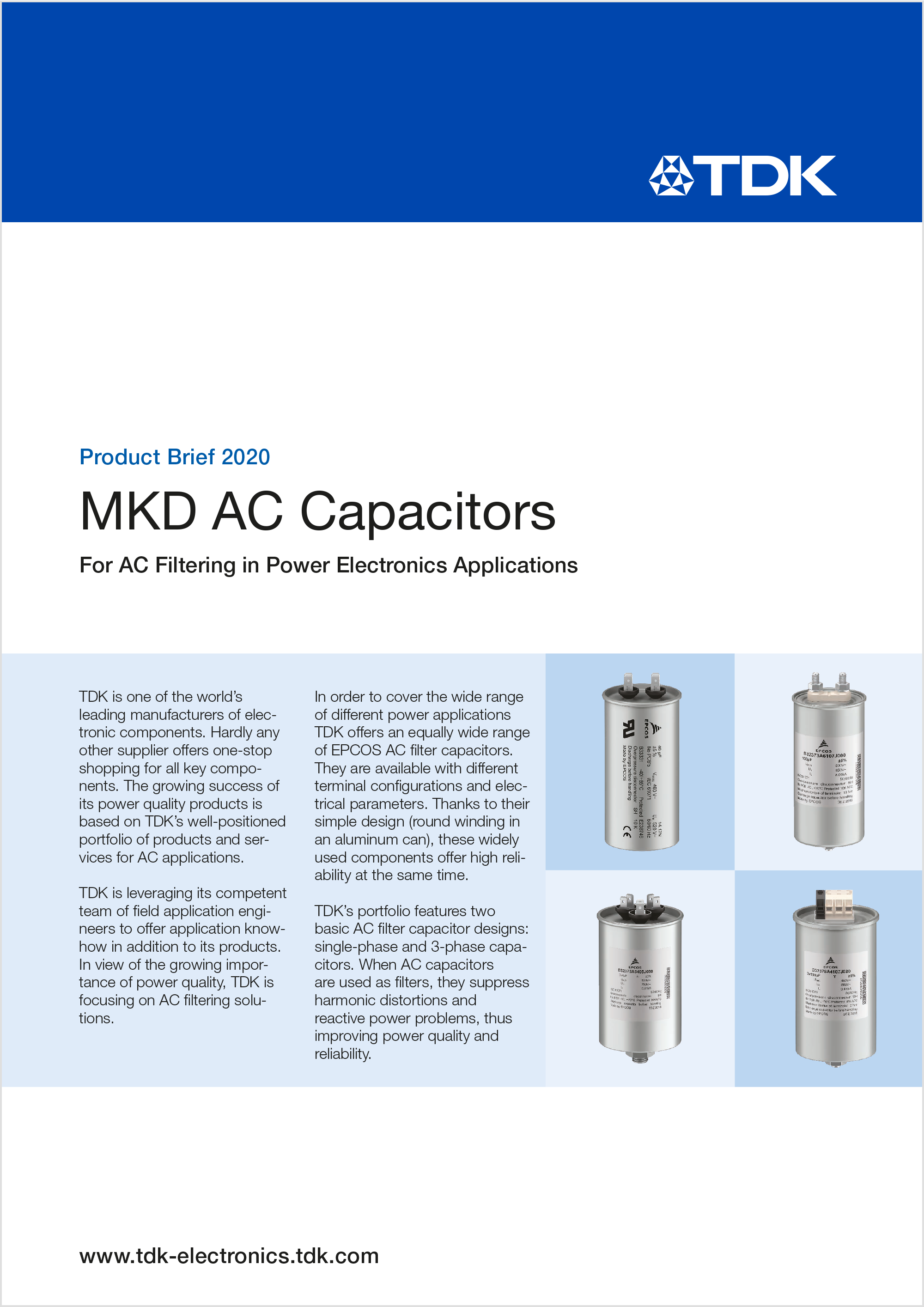 Product Brief MKD AC Capacitors TDK Electronics TDK Europe