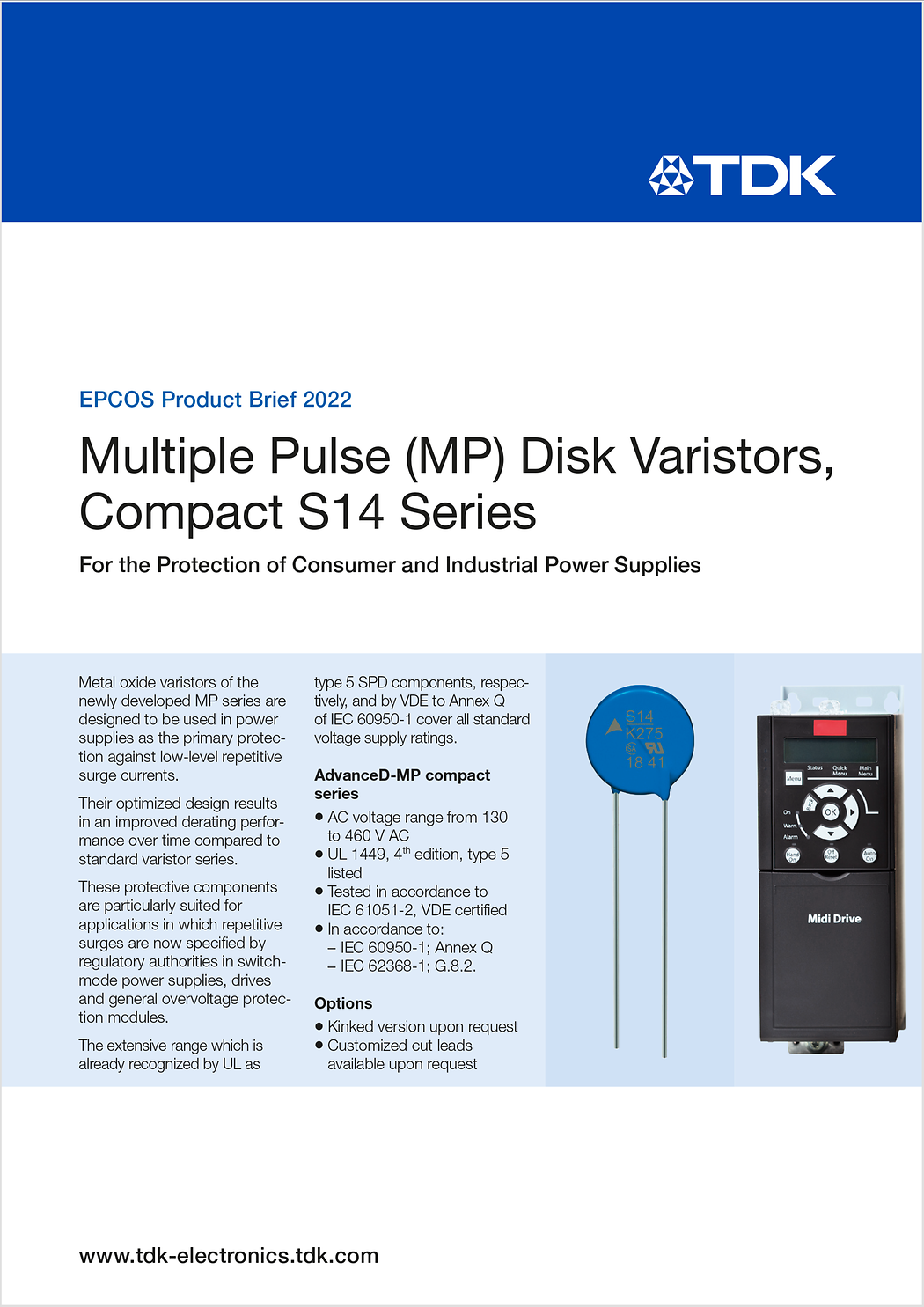 Leaded varistors TDK Electronics TDK Europe