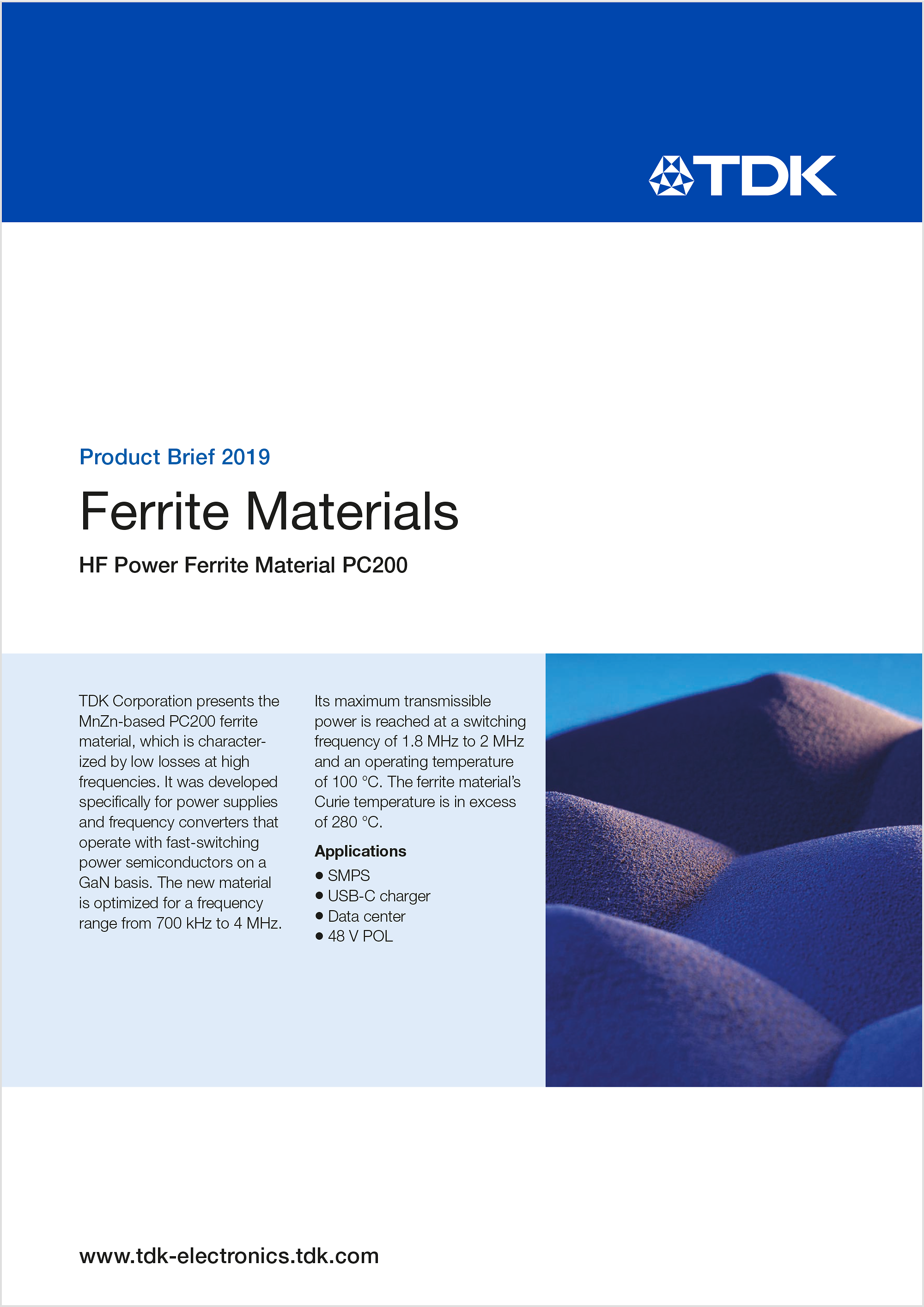 Produktkatalog FerritMaterialien TDK Electronics TDK Europe