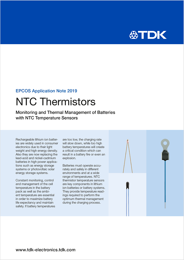 NTCThermistors Batteries TDK Electronics TDK Europe