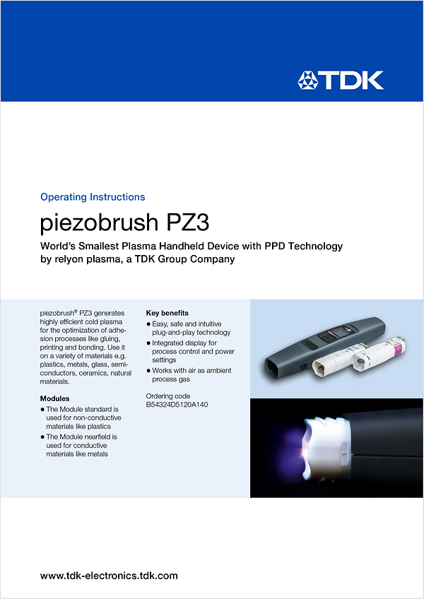 製品カタログ：冷プラズマ技術 | TDK Electronics AG