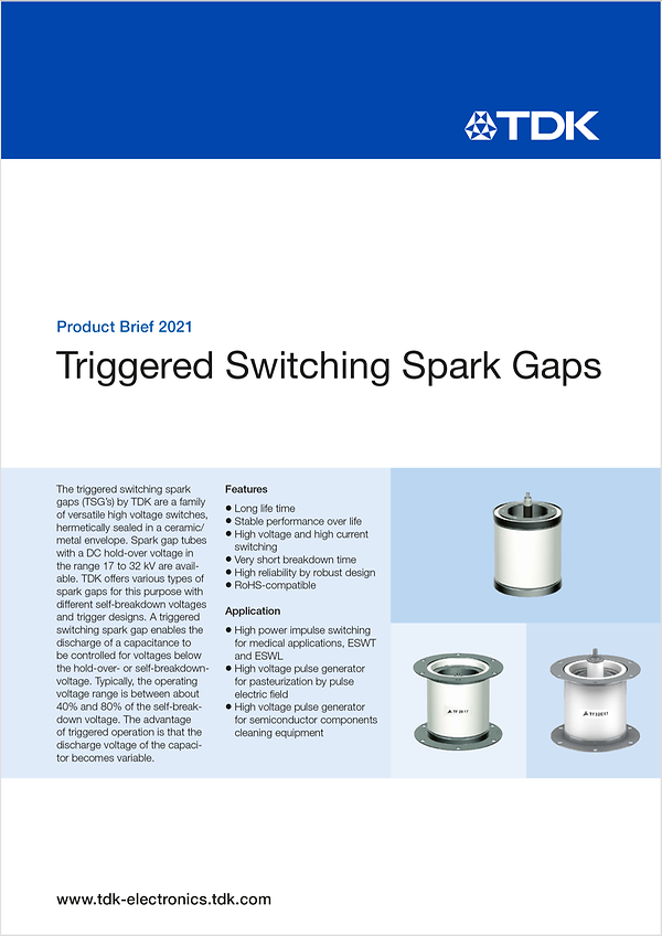 Triggered Switching Spark Gaps TDK Electronics TDK Europe